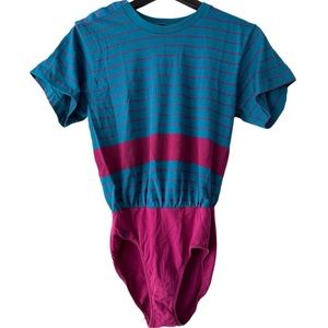 70s 1970s VTG Women’s Striped Swim Suit Beachwear Pool Top Bikini Tankini Bottom